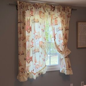 VINTAGE Sears & Roebuck Priscilla Cut Kitten & Yarn Curtains